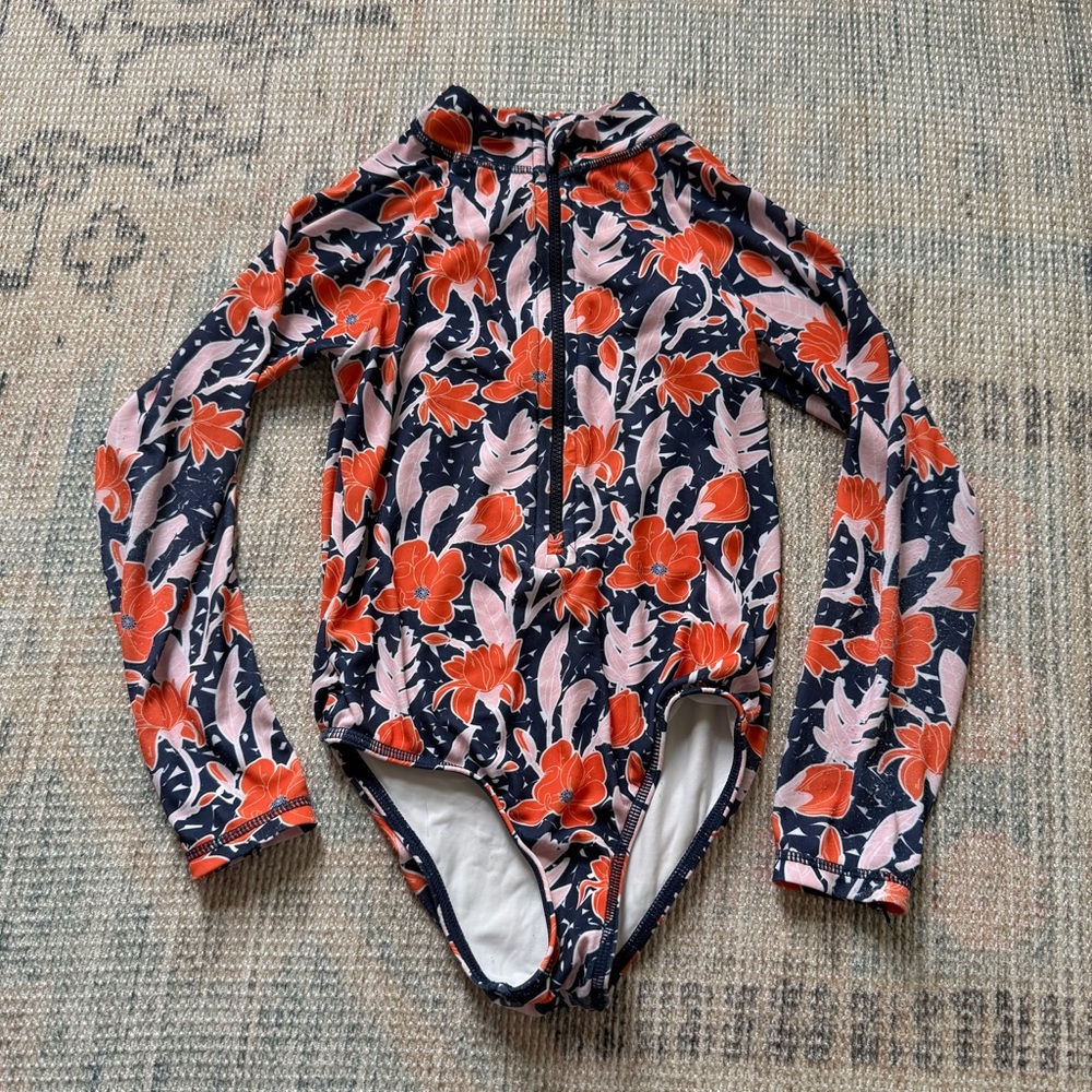 Lake Label Vintage Flower Rashguard Swimsuit Girl's Size 4/5